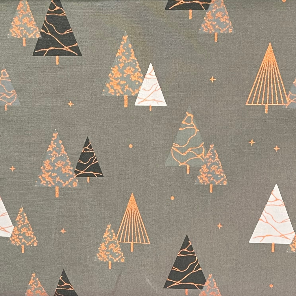 Grey Christmas Tree Cotton Fabric