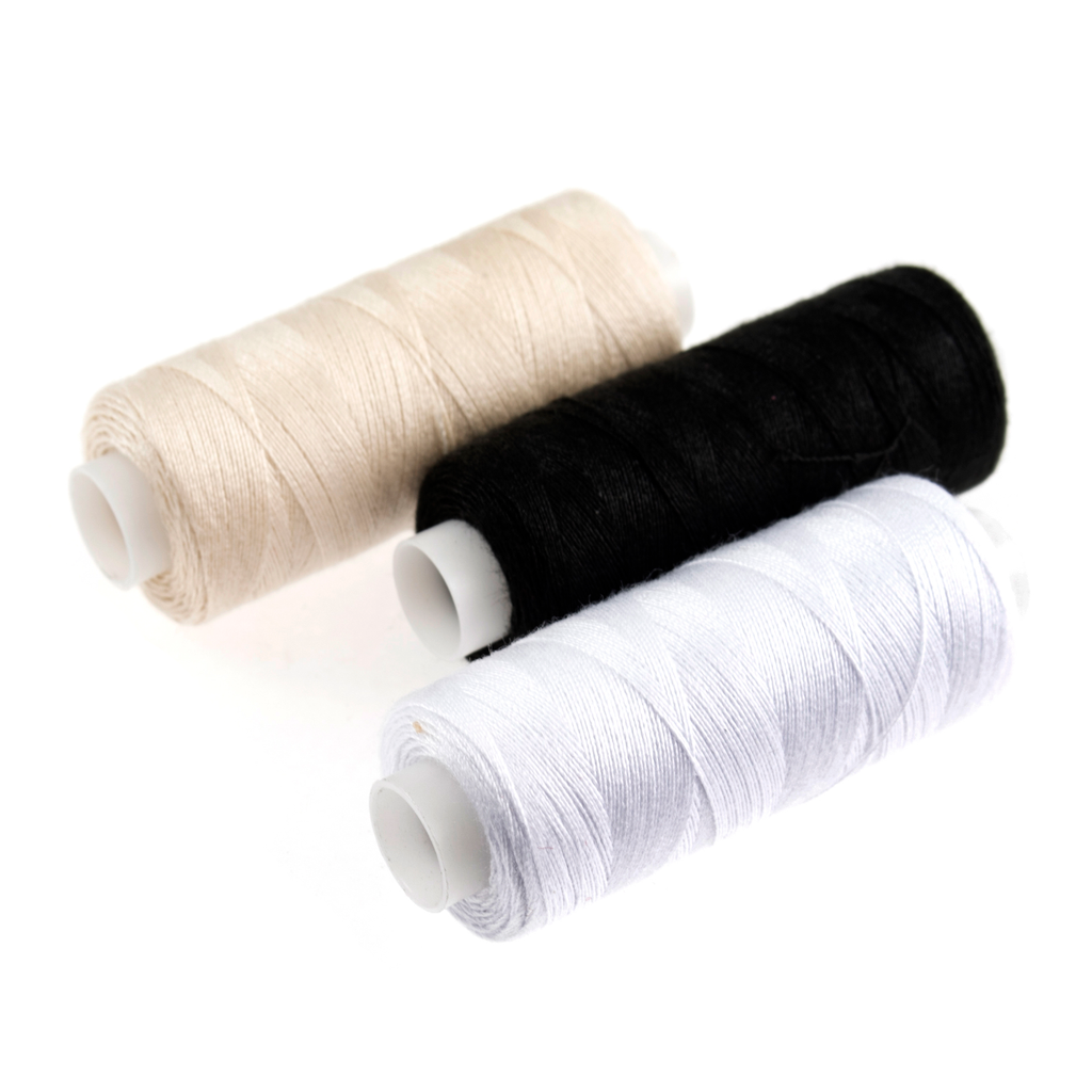 Black White and Cream Sewing Thread 3 Pack