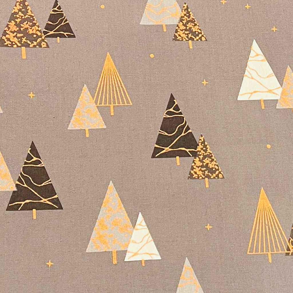 Grey Christmas Tree Cotton Fabric