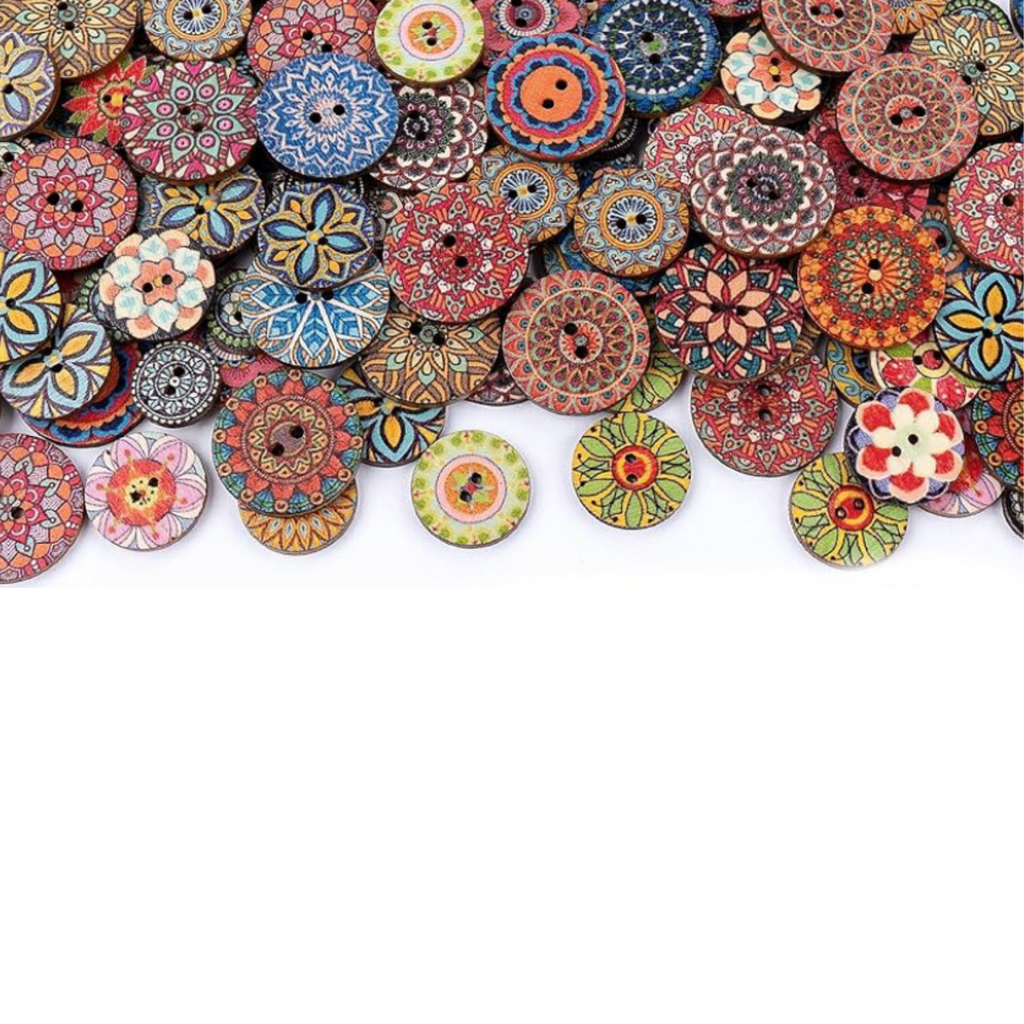 Mixed Wooden Coloured Buttons