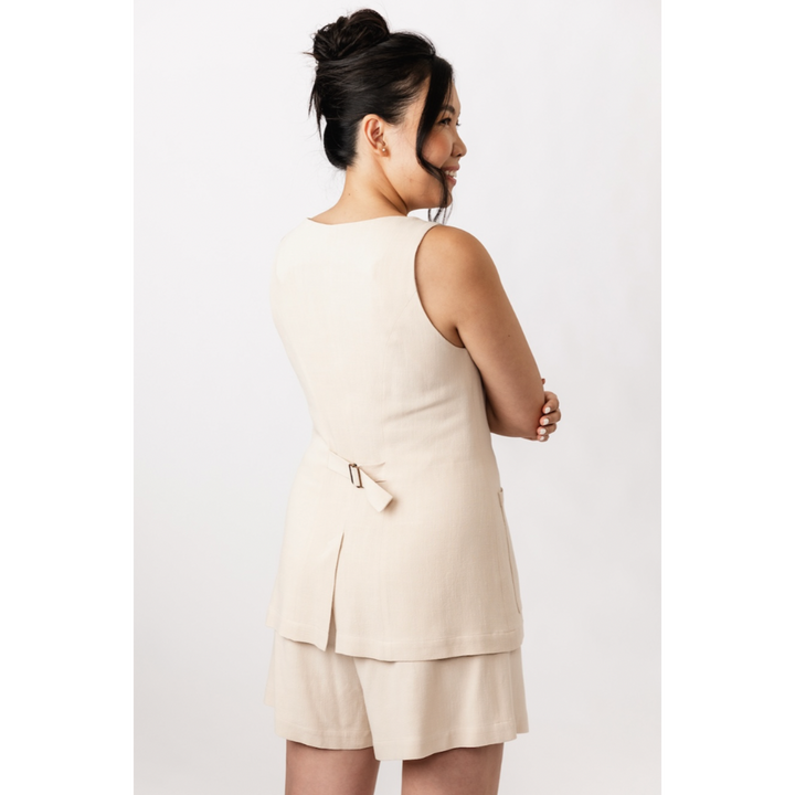 Asteri Button Down Vest Sewing Pattern (back view) - Named Clothing