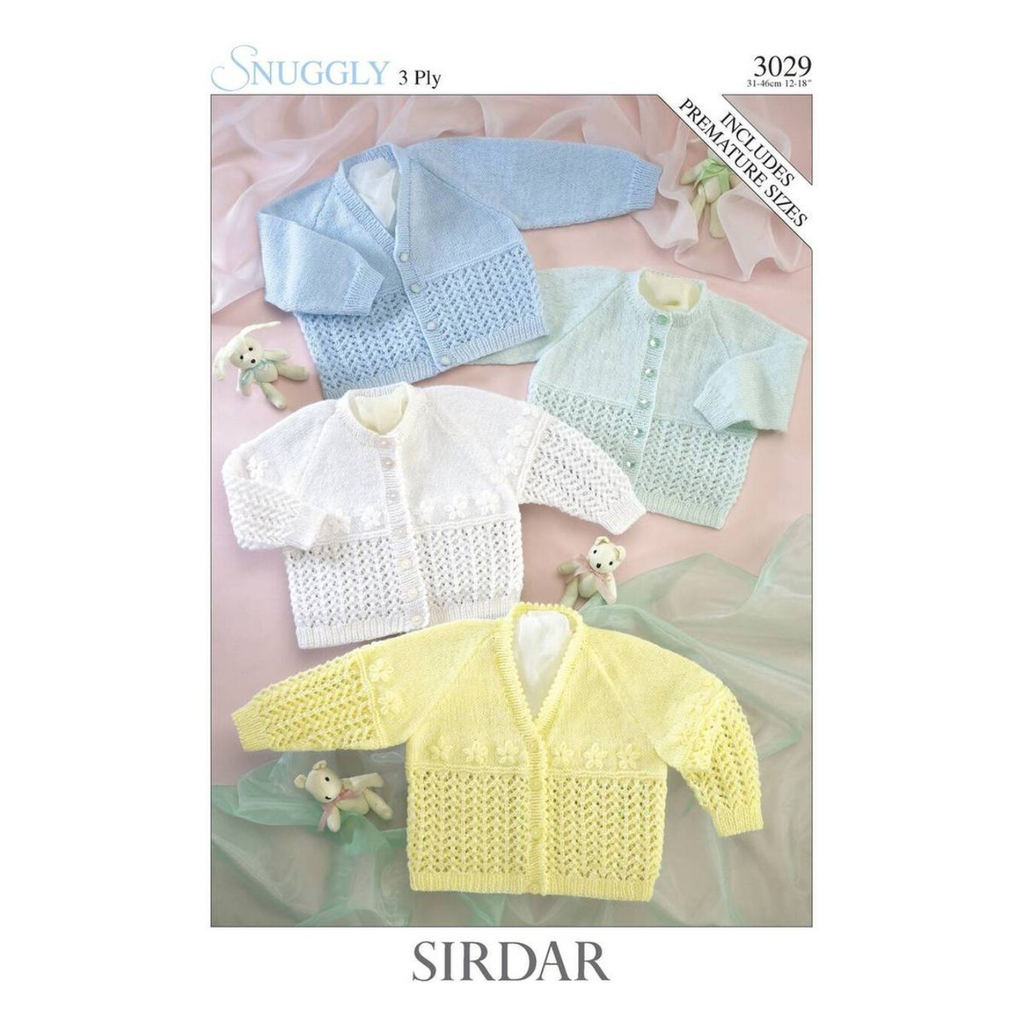 Baby Cardigans in Snuggly 3 Ply - Sirdar Knitting Pattern - 3029