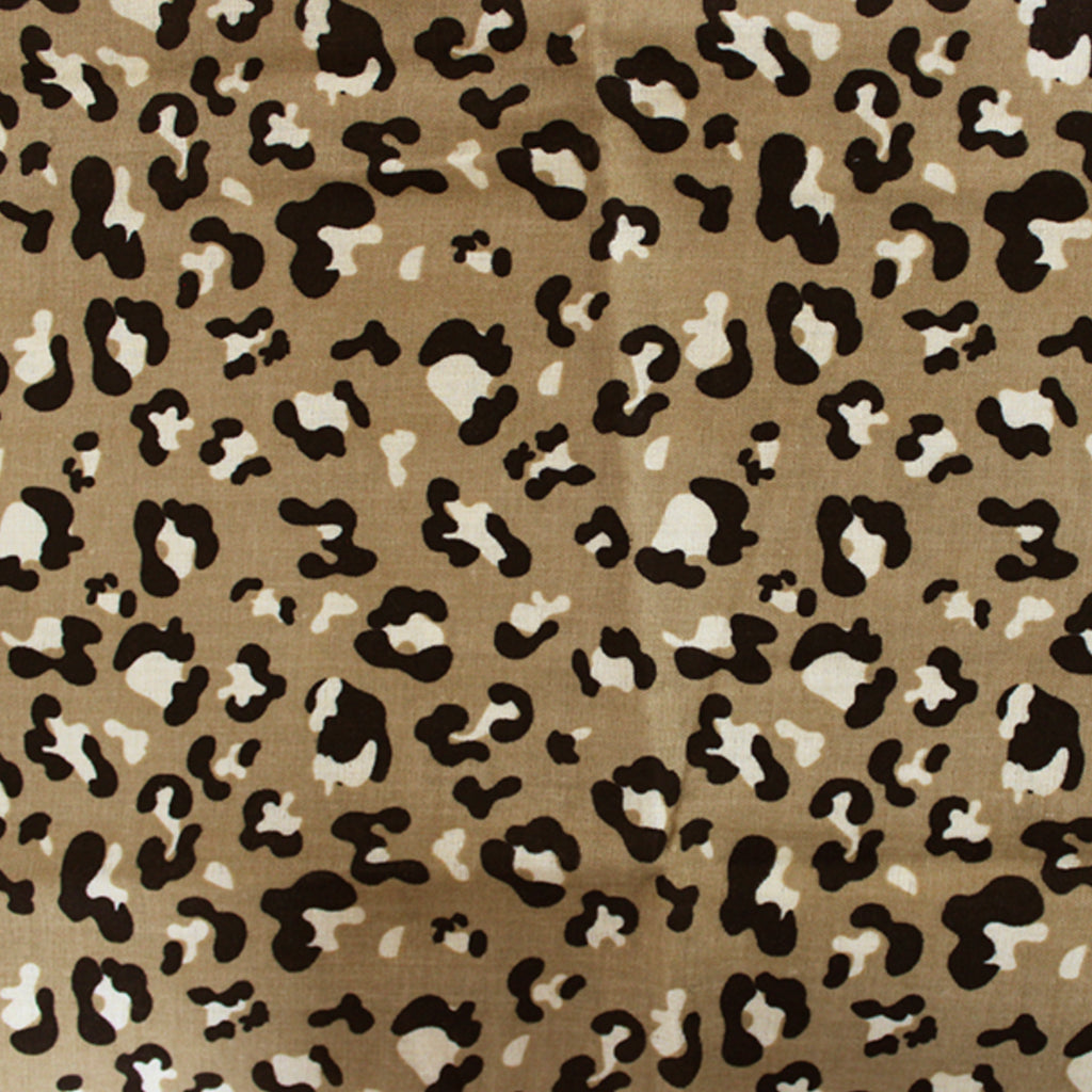 Beige Leopard Double Gauze Fabric