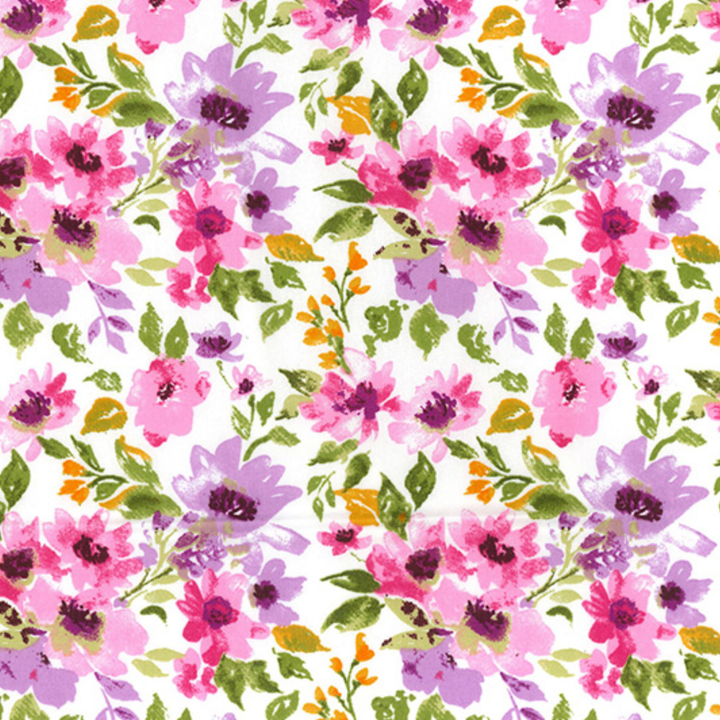 Bella Pink & Purple Mixed Floral Cotton Poplin Fabric