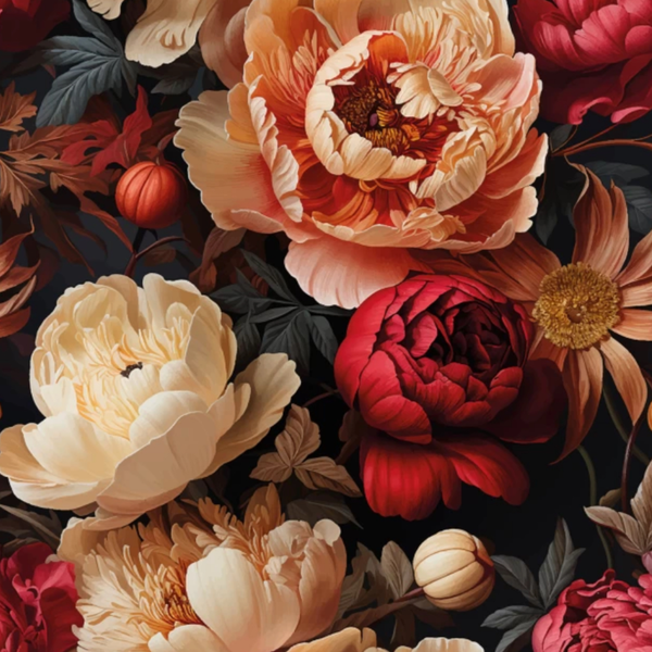 Black Floral Roses Recycled Velvet Fabric
