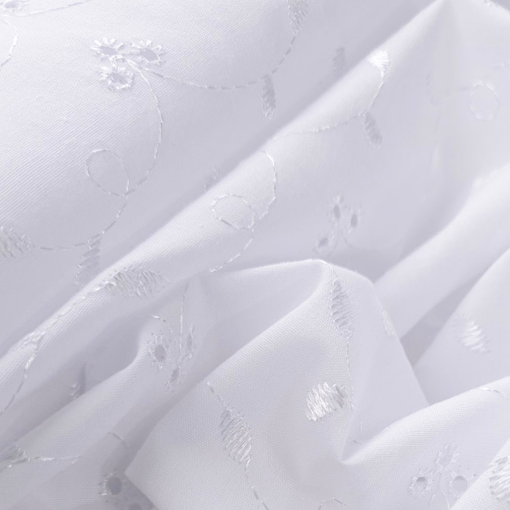 Broderie Anglaise 3 Hole White Fabric
