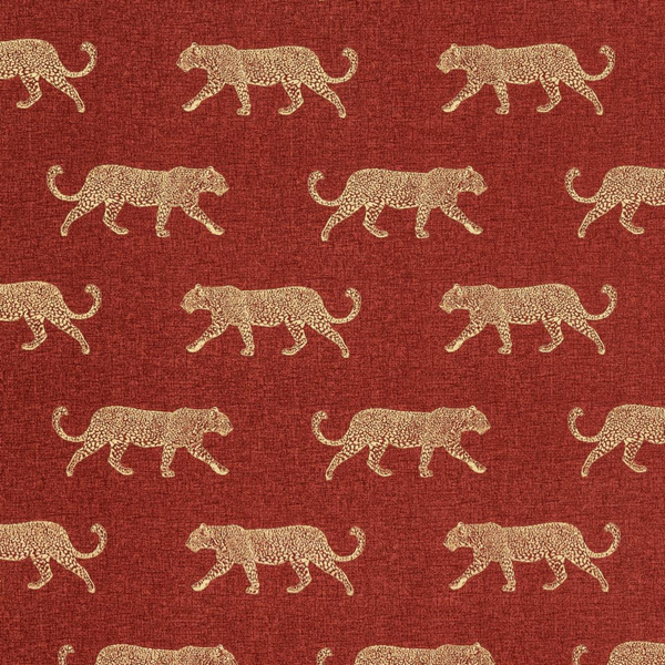 Burnt Orange Leopard Cotton Canvas Fabric