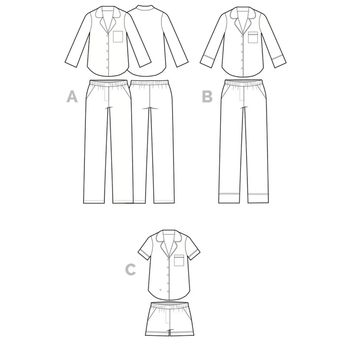 Carolyn Pyjama Sewing Pattern - Closet Core Patterns - illustration
