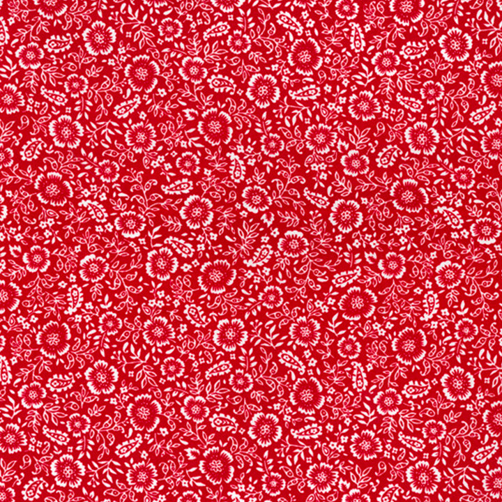 Crimson Red Floral Cotton Poplin