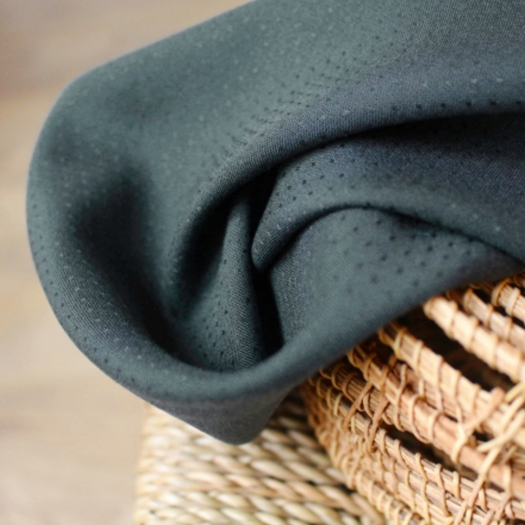 Dark Green Textured Woven Viscose Fabric - Atelier Brunette