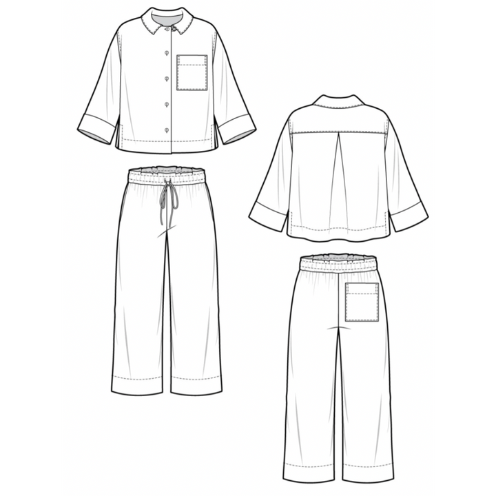 Fran Pyjamas Sewing Pattern - Closet Core Patterns - illustrations