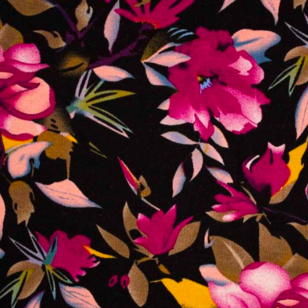 Fuchsia Floral Soft Viscose Jersey Fabric
