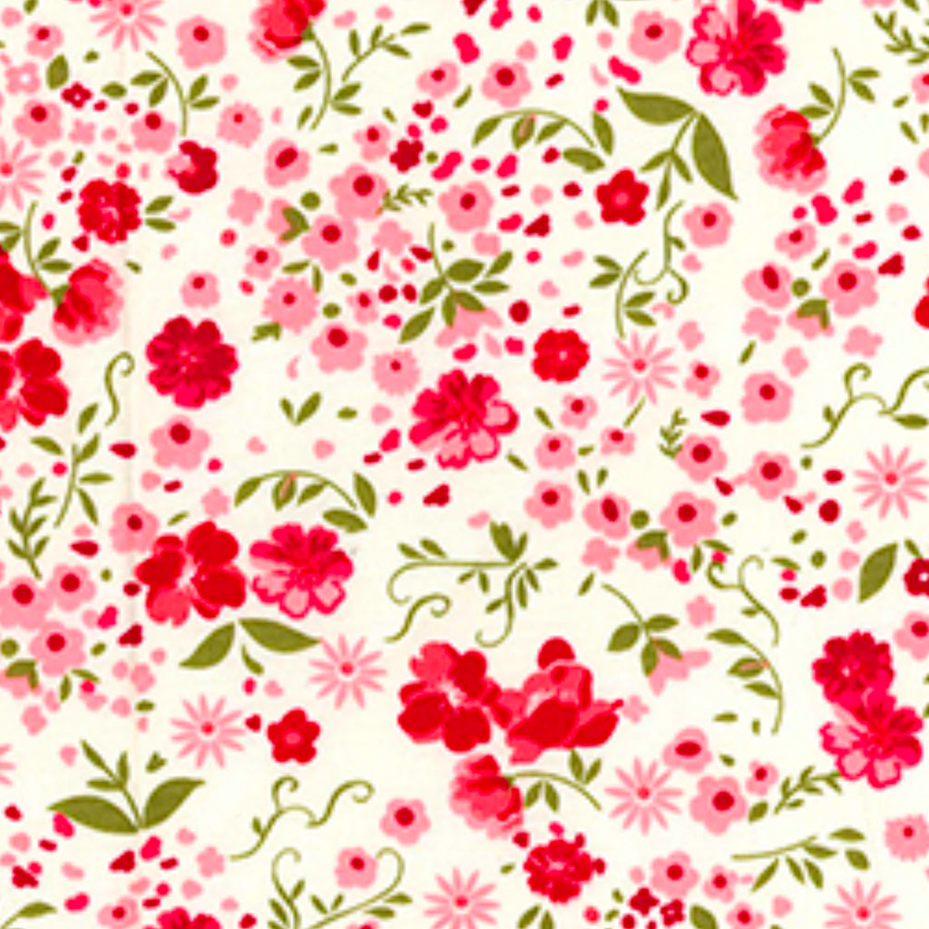 Ivory Pink Floral Cotton Poplin Fabric