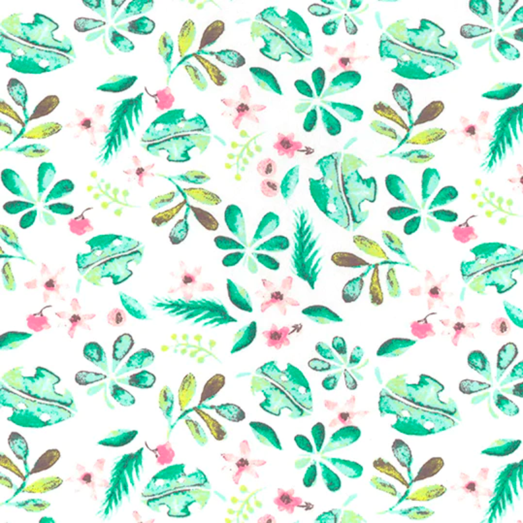 Leaves and Floral Jersey Fabric
