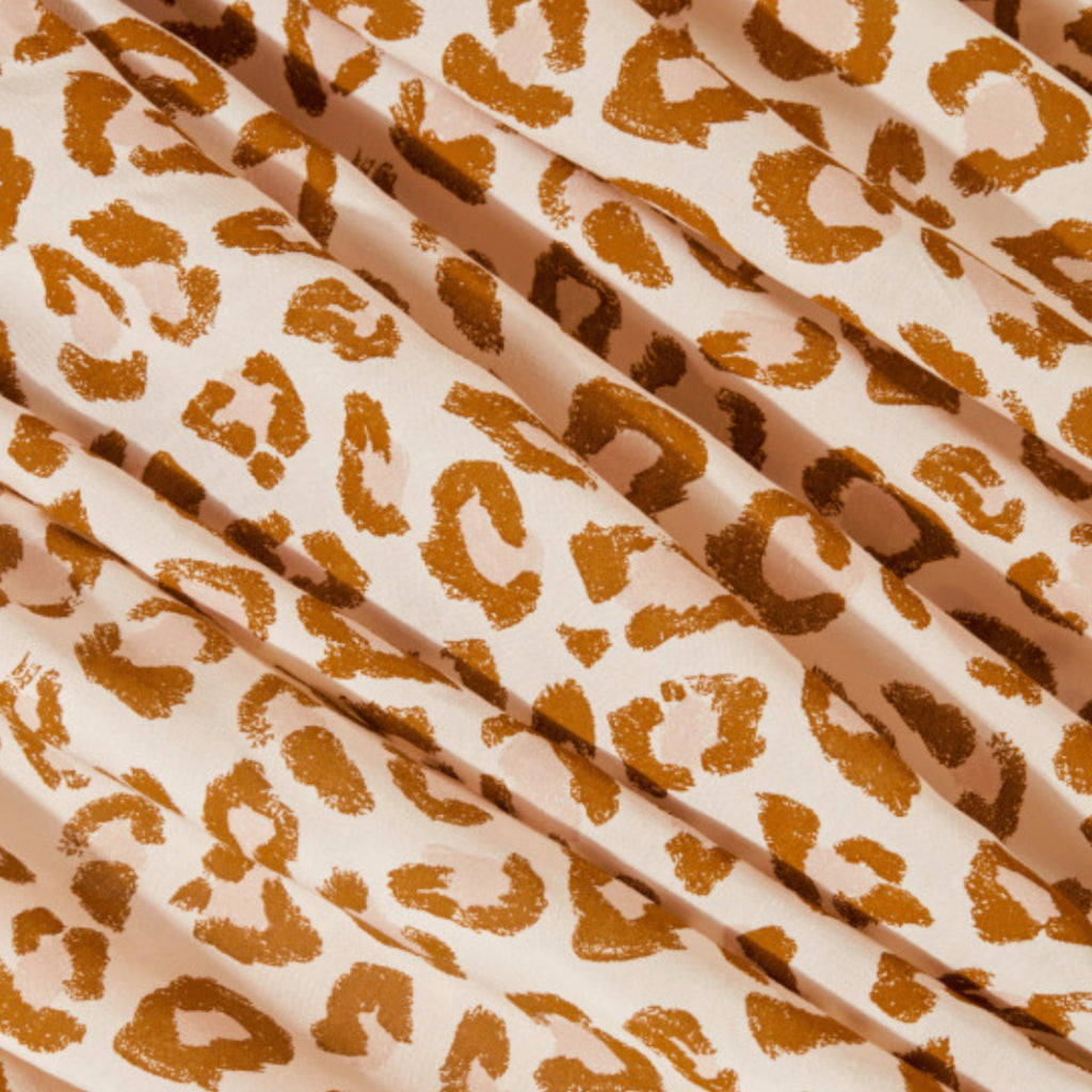 Leopard Print Ochre and Blush Viscose Fabric