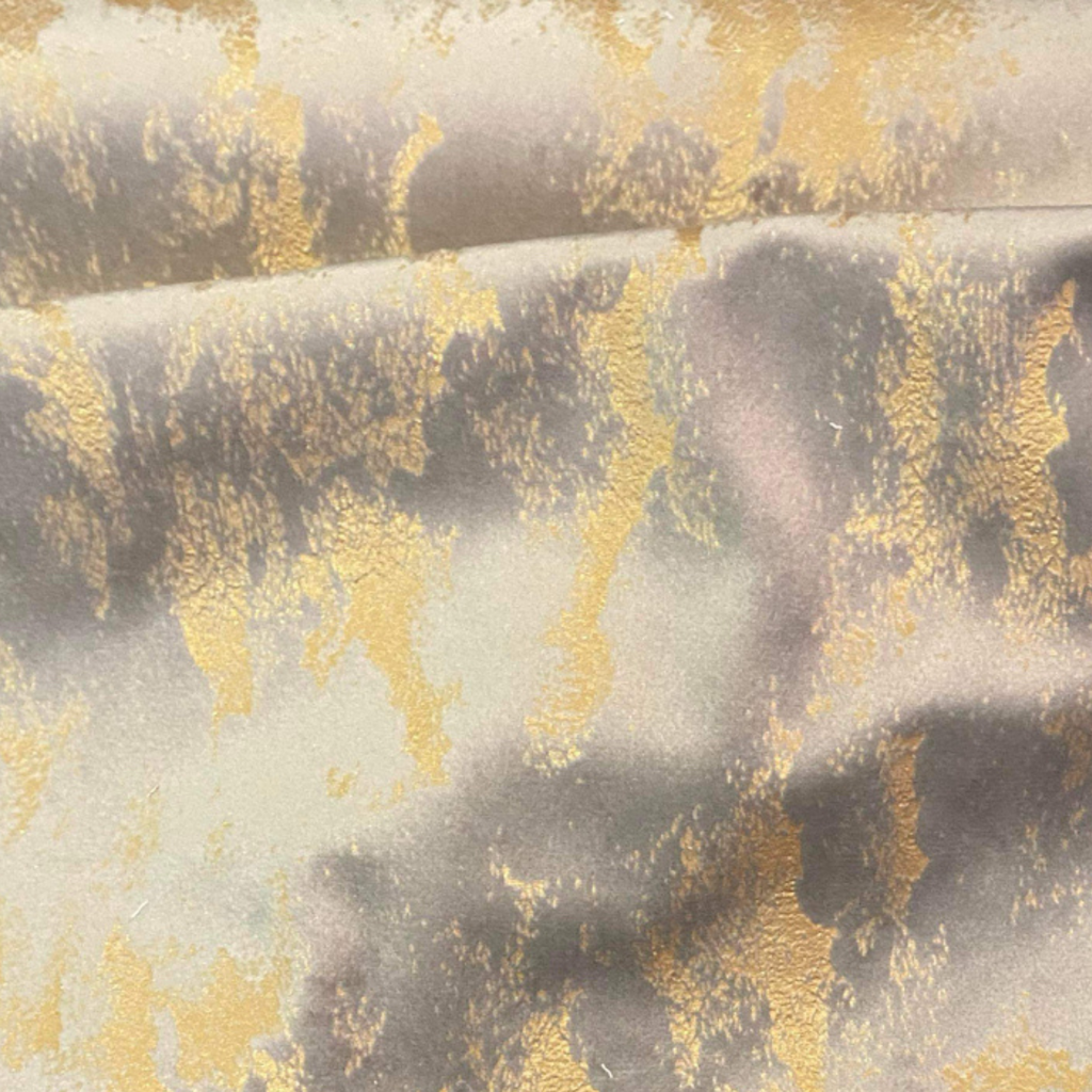 Mink Gold Embossed Velvet Fabric