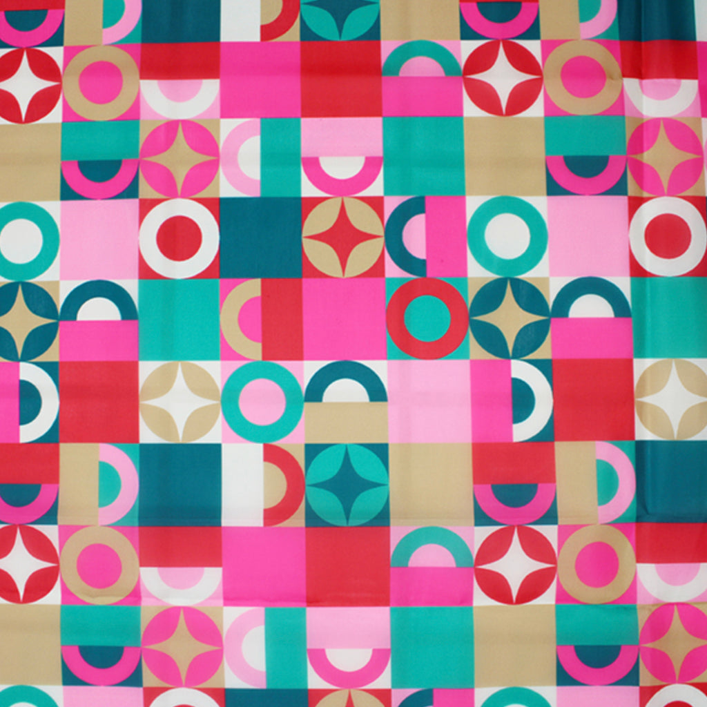 Multicoloured Geometric Festive Bauble Polyester Fabric
