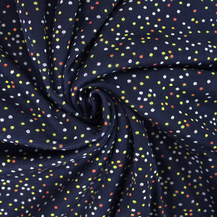 Navy Spotty Viscose Ponte Roma Fabric