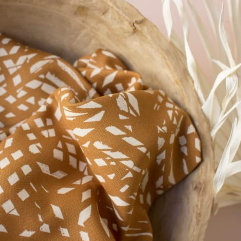 Ochre and Ivory Viscose Fabric