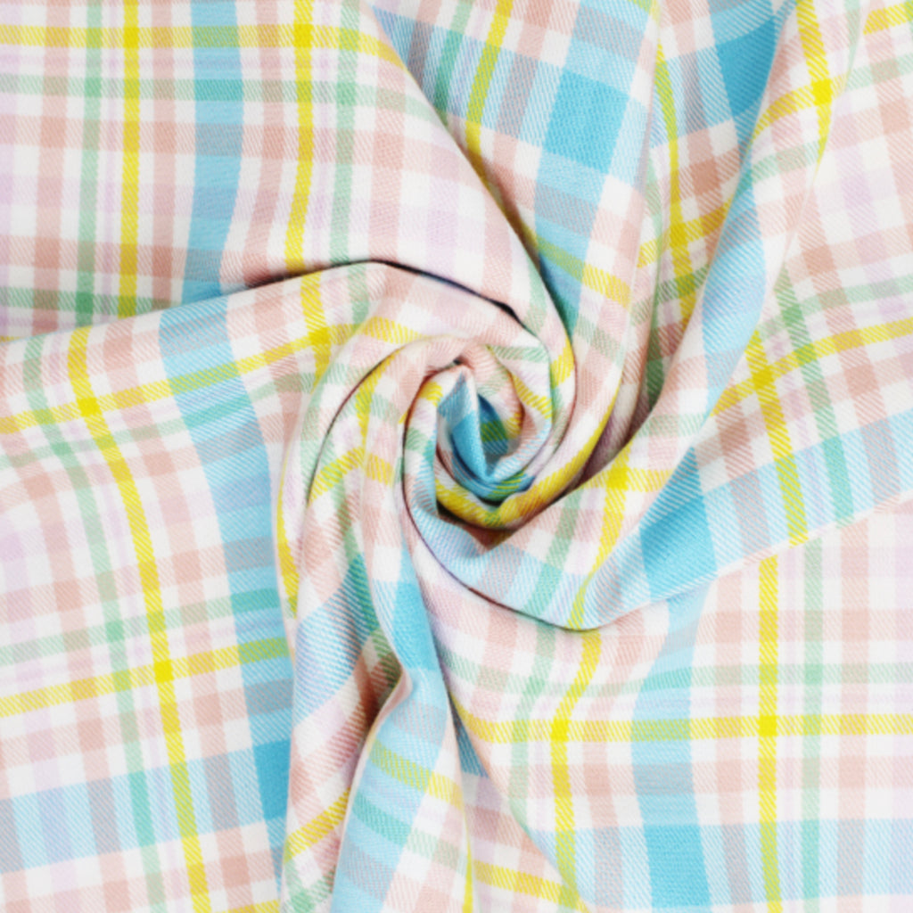 Pastel Rainbow Tartan Polyviscose Fabric