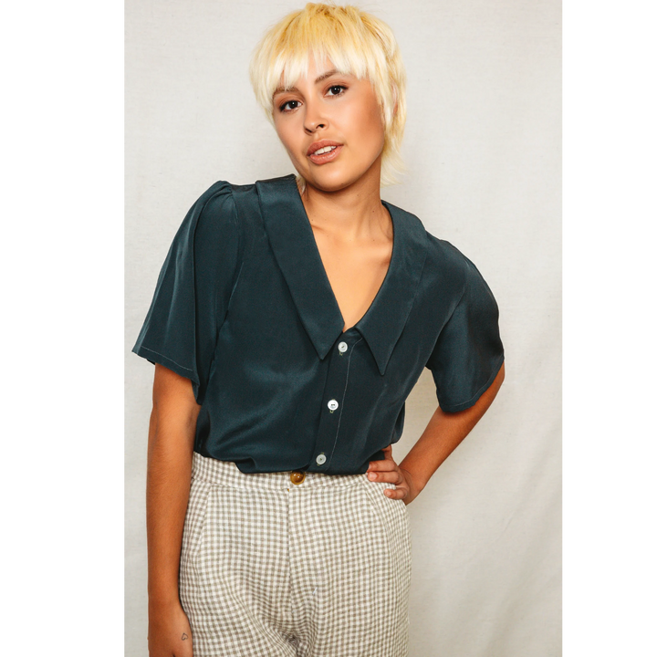 Patina Blouse Collared V Neck