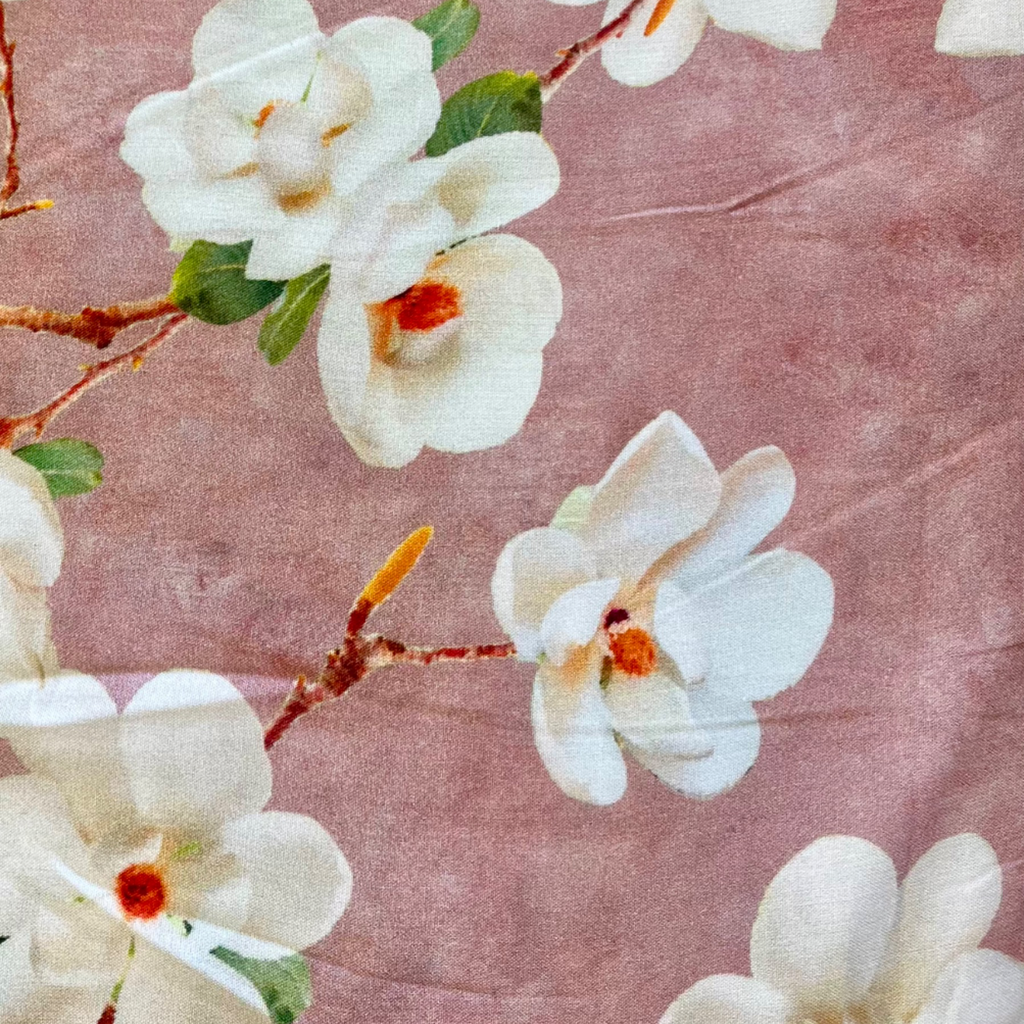 Pink Floral Viscose Fabric