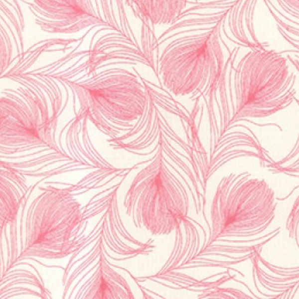 Pink Feathers Cotton Poplin Fabric