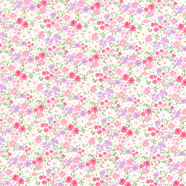 Pink & Purple Mixed Floral Cotton Poplin Fabric