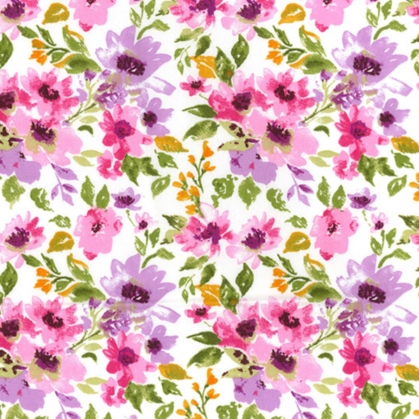 Pink Purple Mixed Floral Cotton Poplin Fabric