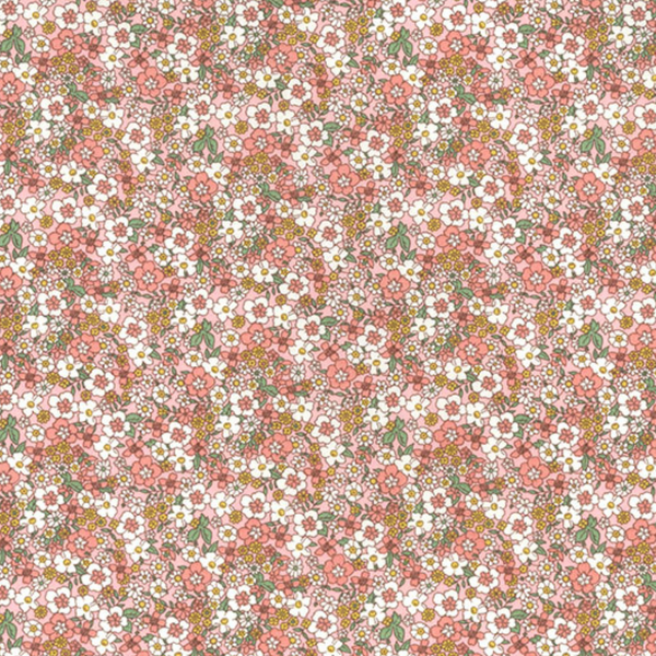 Pink White Green & Yellow Mixed Floral Cotton Poplin Fabric