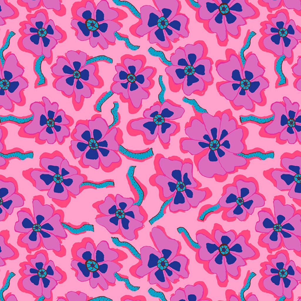 Pink and Purple Floral Camo Flower Cotton Fabric - Kaffe Fassett