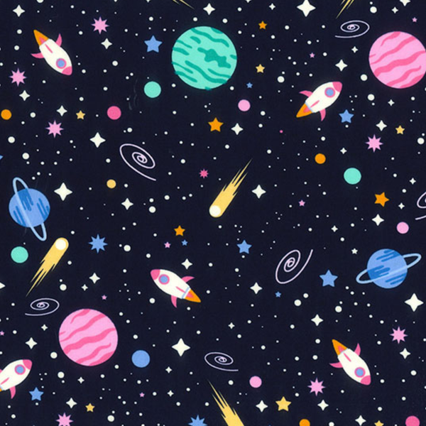 Planets and Stars Cotton Poplin Fabric