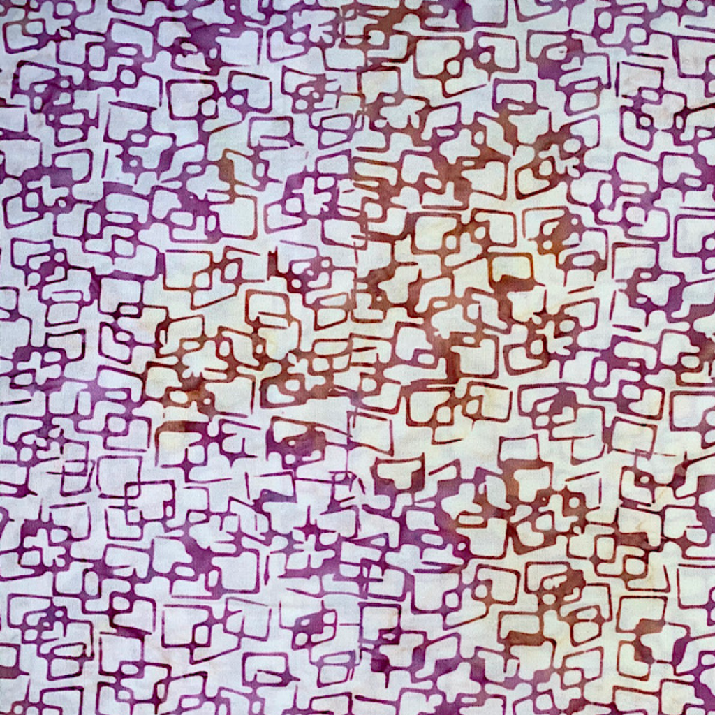 Purple and Brown Geometric Batik Cotton Fabric