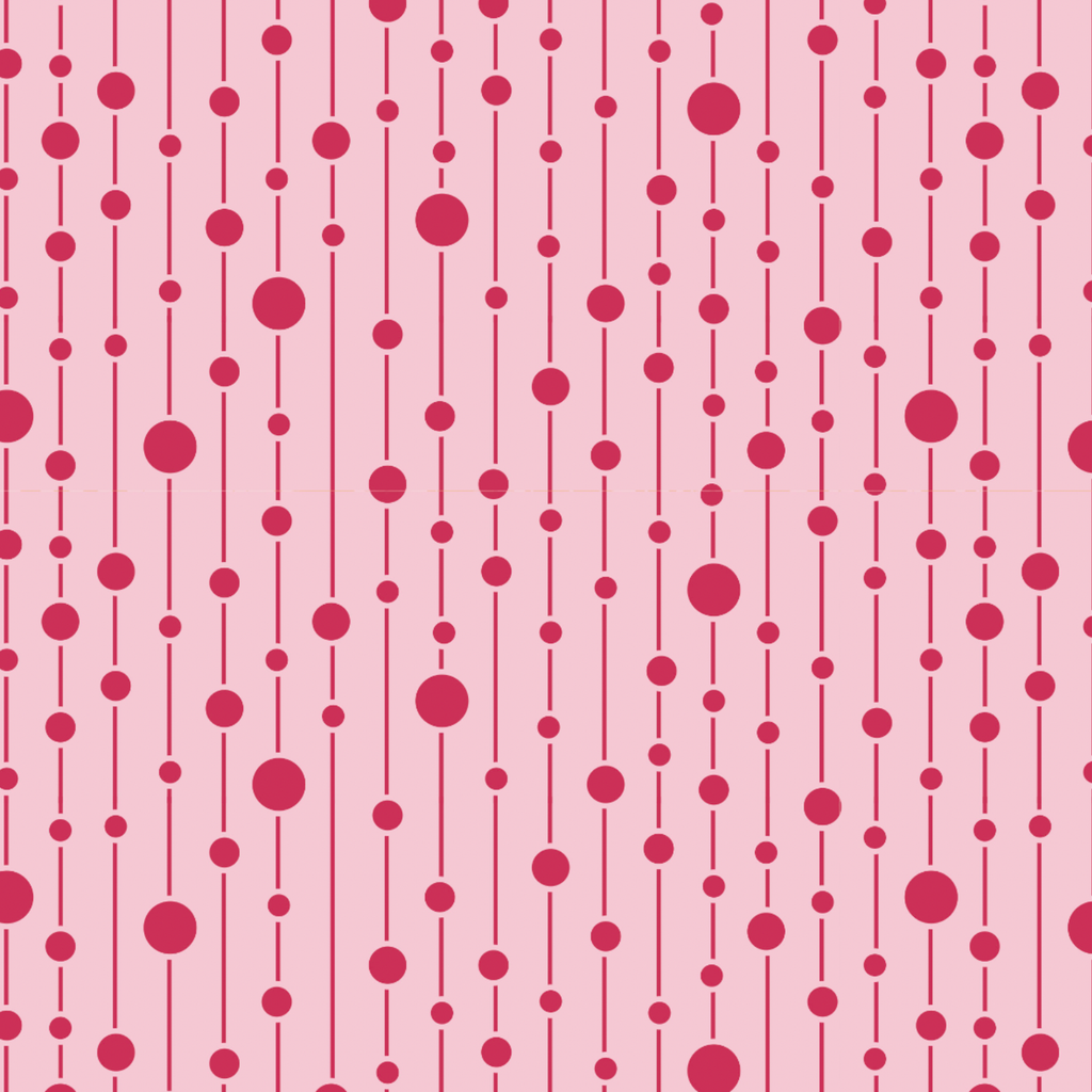 Red Spots and Lines on Pink Cotton Tilda Fabric