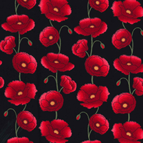 Red and Black Poppy Cotton Poplin Fabric