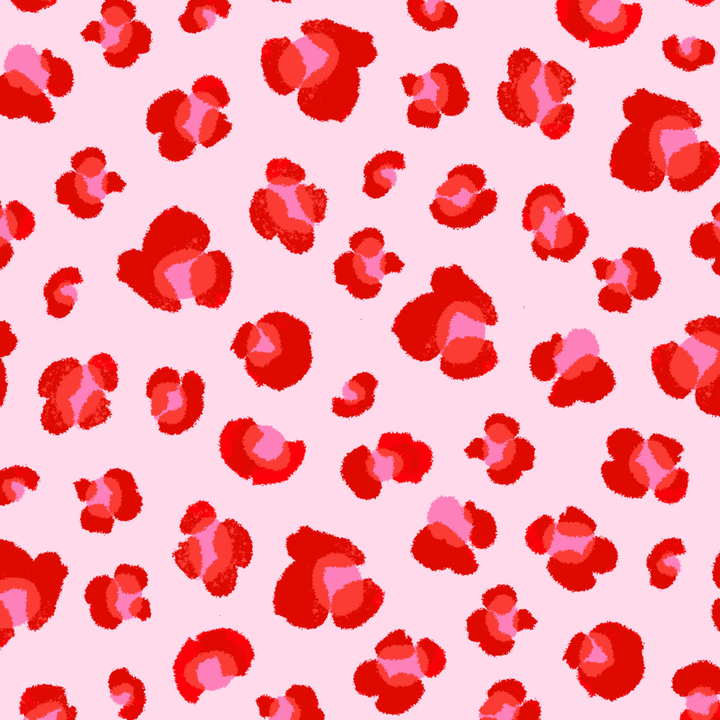 Red and Pink Leopard Print Cotton Fabric - Dashwood Studio