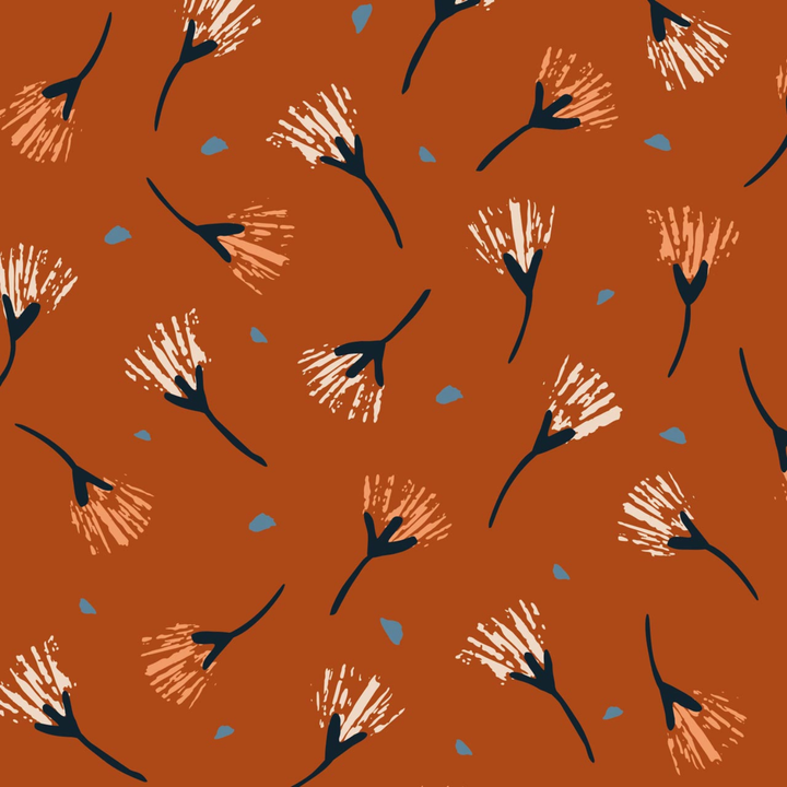 Rust Floral Cotton Fabric - Dashwood Studio