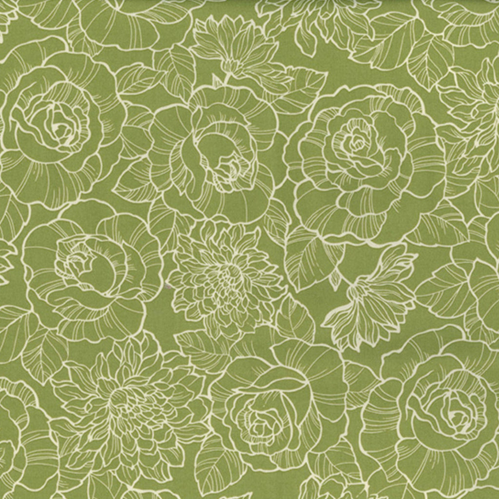 Sage Green Floral Cotton Poplin