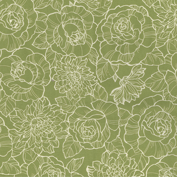 Sage Green Rose Cotton Poplin Fabric