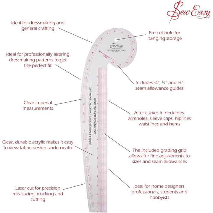 Sew Easy Curve Ruler Features
