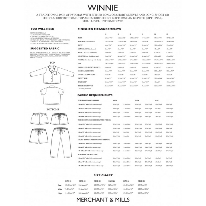 Sewing Pattern Winnie Pyjamas Back Cover