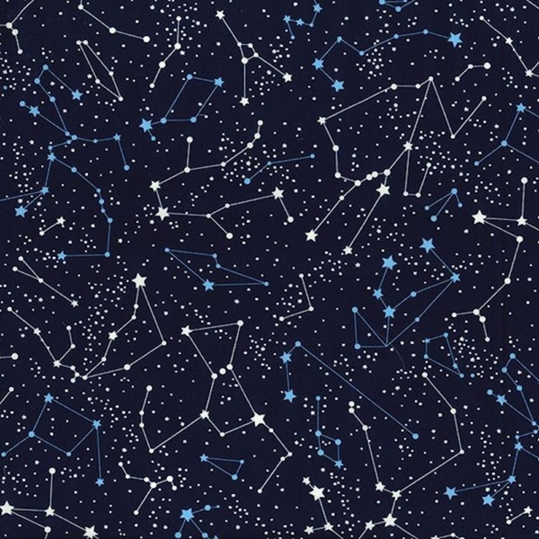 Stars Solar System Navy Cotton Poplin Fabric