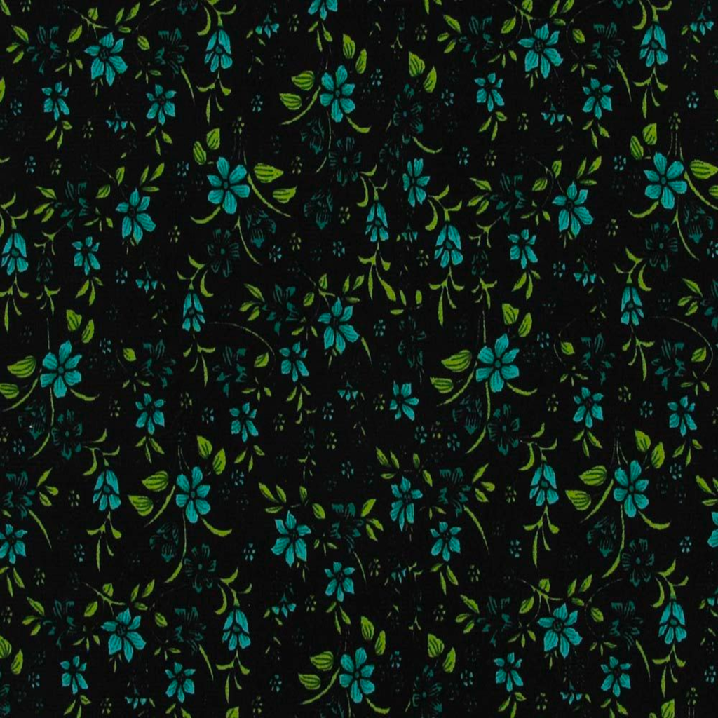 Teal Floral Baby Needlecord Fabric