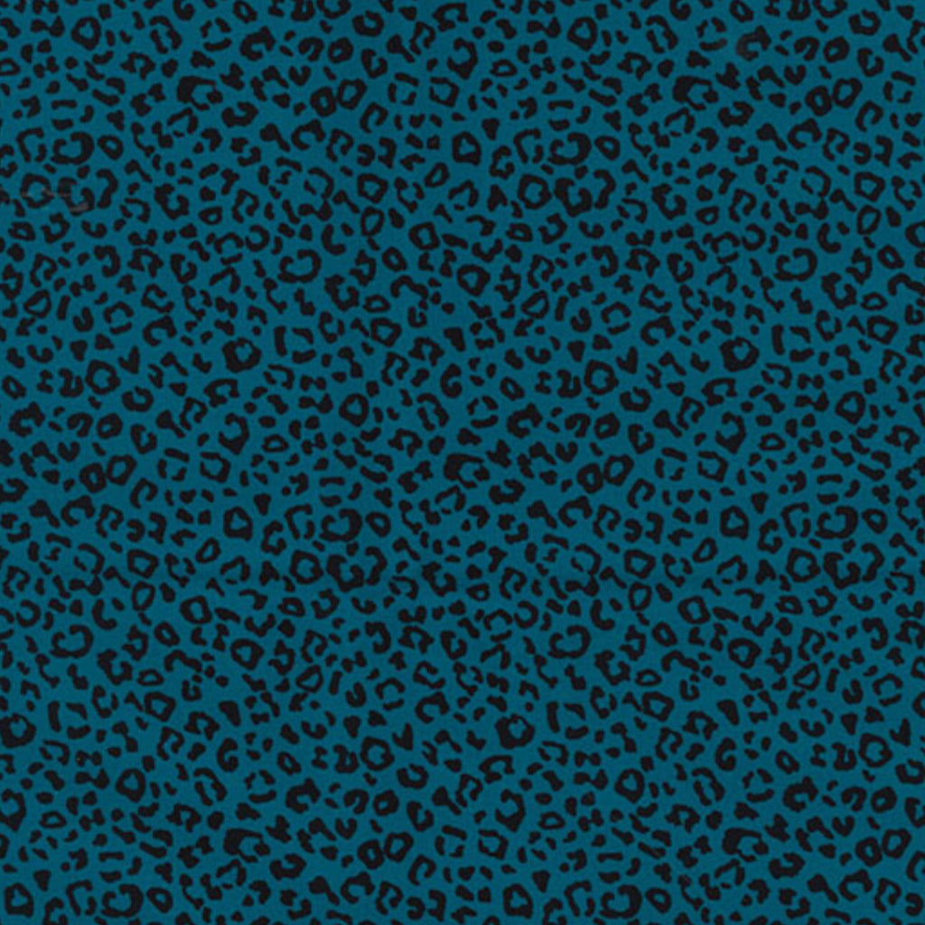 Teal Leopard Cotton Poplin Fabric