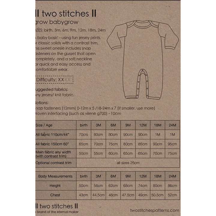 Babygrow Sewing Pattern