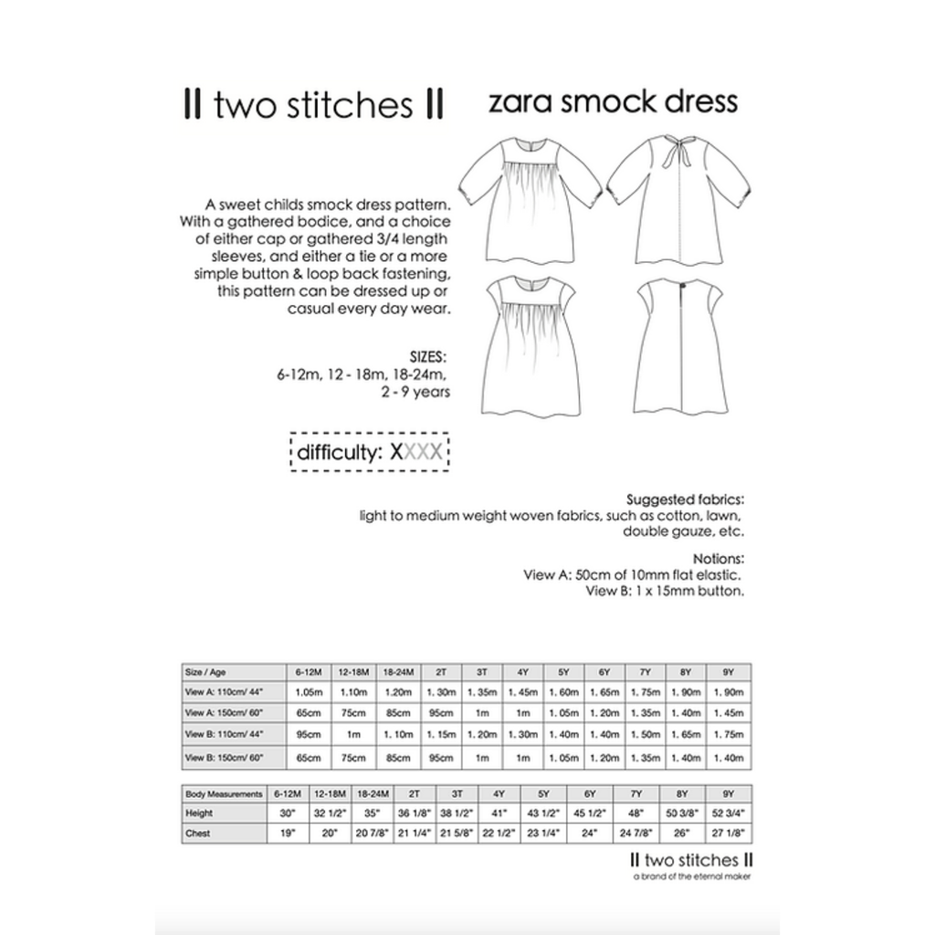 Kids Smock Dress Sewing Pattern
