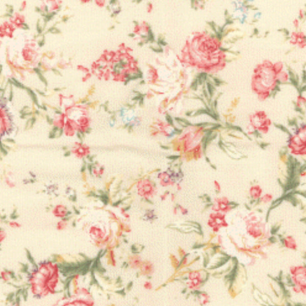 Vintage Ivory Rose Cotton Poplin Fabric