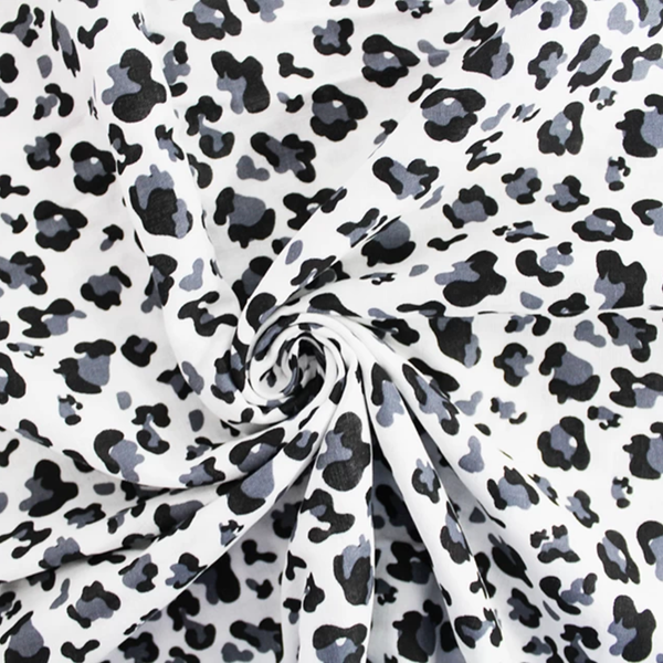 White Leopard Double Gauze Fabric