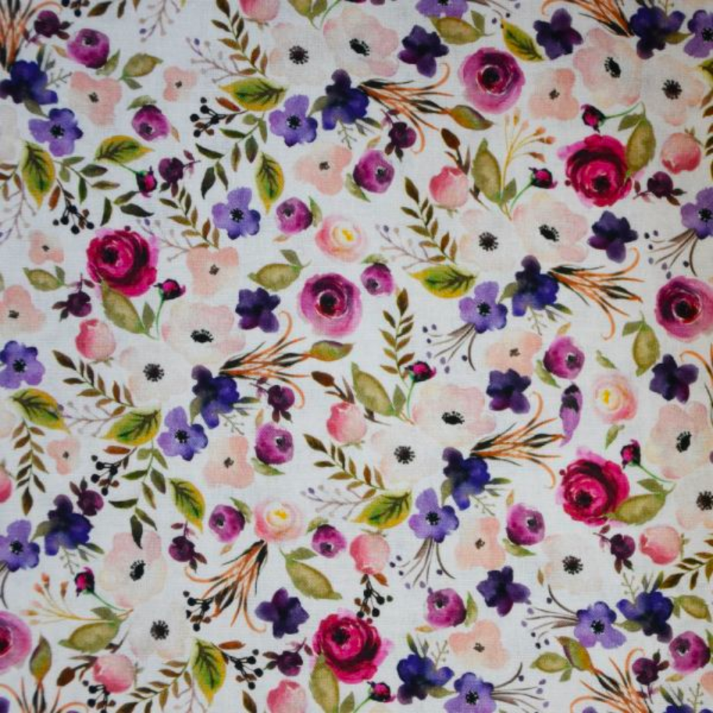 White and Pink Floral Cotton Poplin