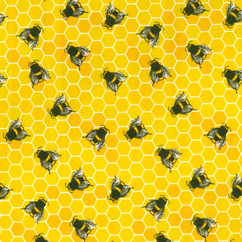 Yellow Bee Honeycomb Cotton Poplin Fabric